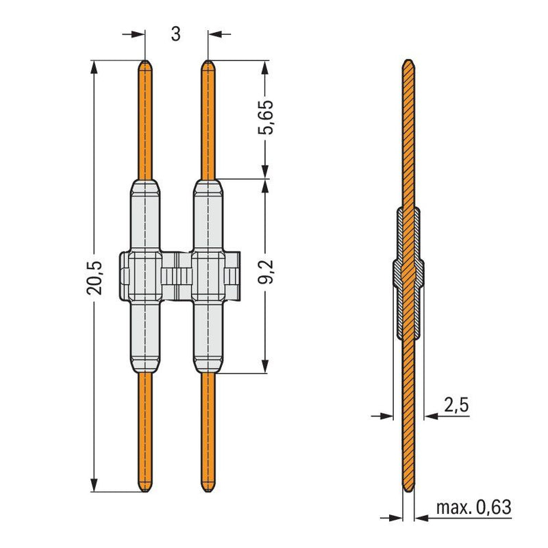 WAGO - Zubehör/Ersatzteile für Klemmen Verbindungselement 2059-903/021-000 Maß 3mm,3-polig,ws − 375 Stück