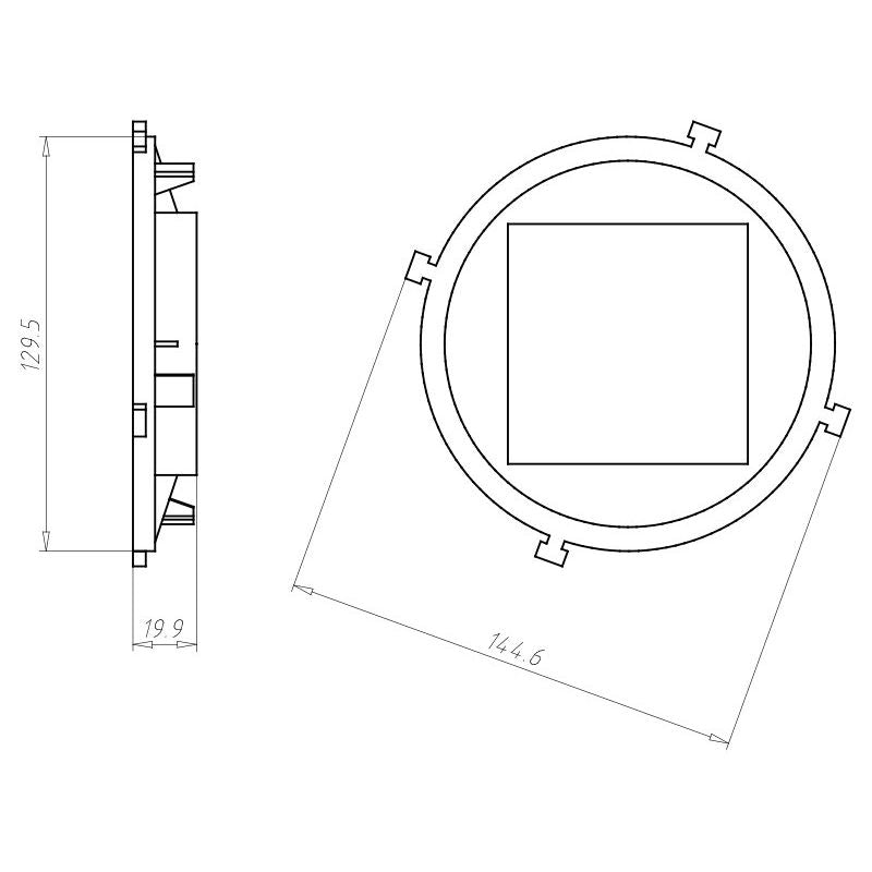 Kaiser - Zubehör/Ersatzteile für Leuchteneinbaugehäuse Frontteil HaloX 100 1281-09 DA 75x75 für O-Beton