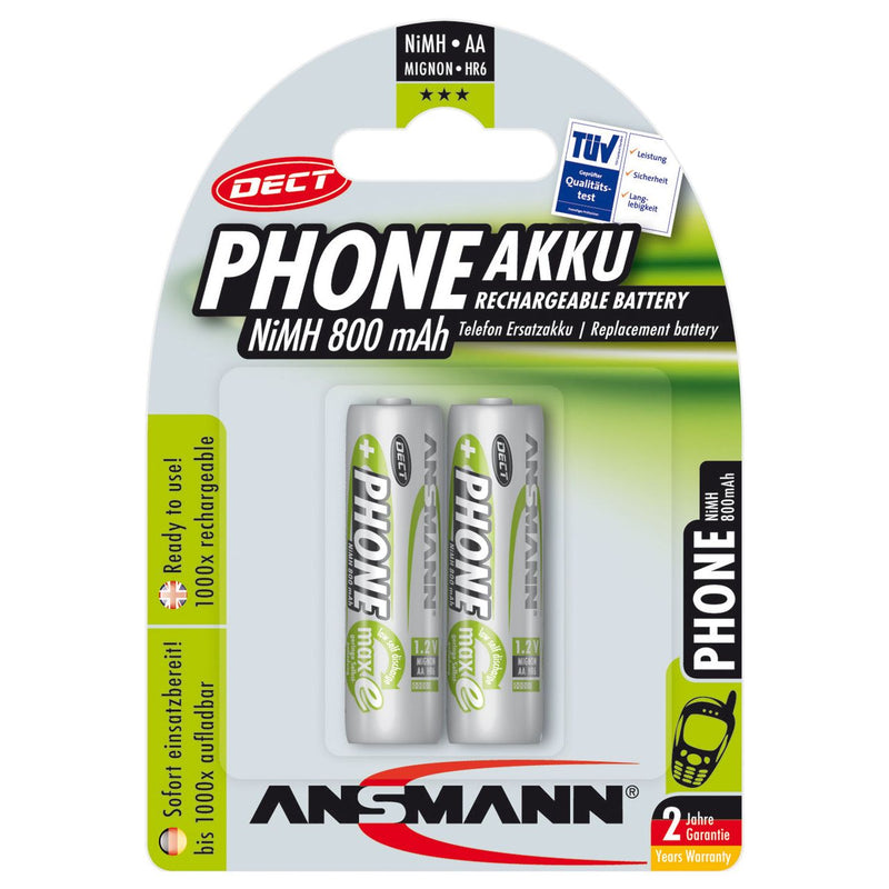 Hückmann - Akku 1,2V Mignon AA Dect Mignon(VE 2) 800mAh Bli2 Ansmann
