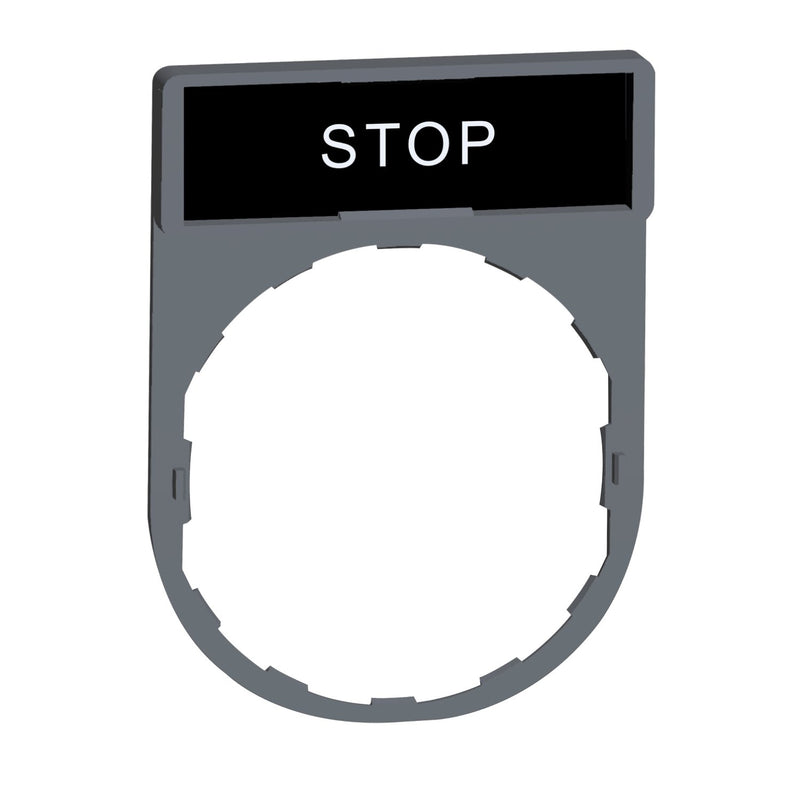 Schneider Electric - Bezeichnungsschild für Befehlsgeräte Schildträger 30x40mm ZBY2304C0 STOP 22mm grau