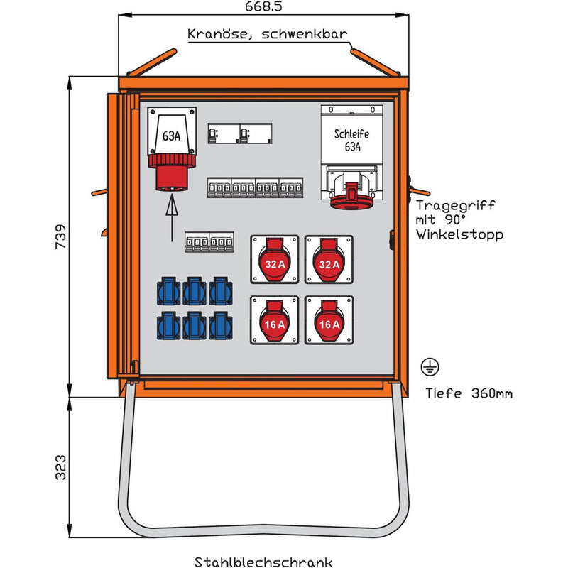 Walther Werke - Baustromverteiler Endverteiler WEV0801R1 44kVA