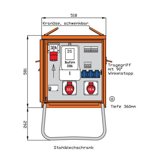 Walther Werke - Baustromverteiler Endverteiler WEV0772R1 22kVA