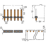 WAGO - Leiterplattensteckverbinder THR-Stiftleiste Lötstift 2091-1707/200-000 1,0mm,gerade,sw − 500 Stück