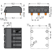 WAGO - Ein- und mehrpolige Klemmenleiste THR-Leiterplattenklemme 2061-1663/998-404 Drücker,1,5mm²,sw − 2880 Stück