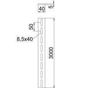 OBO Bettermann - Befestigungselement für Stiel/Profilschiene Flachstahl FLA 5 FTK LGR gelocht − 3 Meter