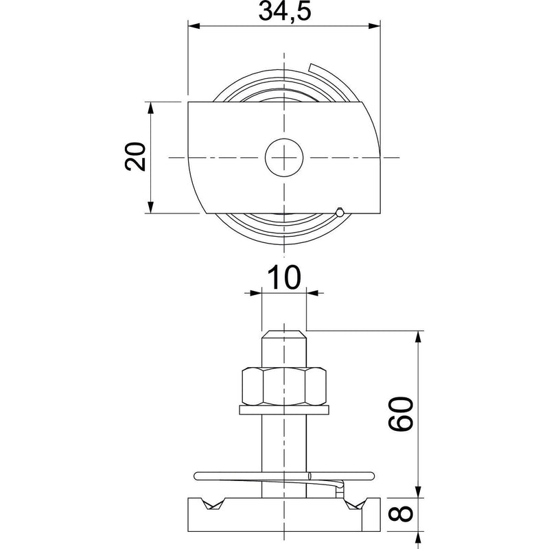 OBO Bettermann - Hammerkopfschraube Hammerkopfschr. mit Feder MS41HBF M10x60A4 M10x60mm − 25 Stück