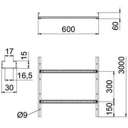 OBO Bettermann - Kabelleiter LCIS 660 3 FS Sprosse gelocht − 3 Meter