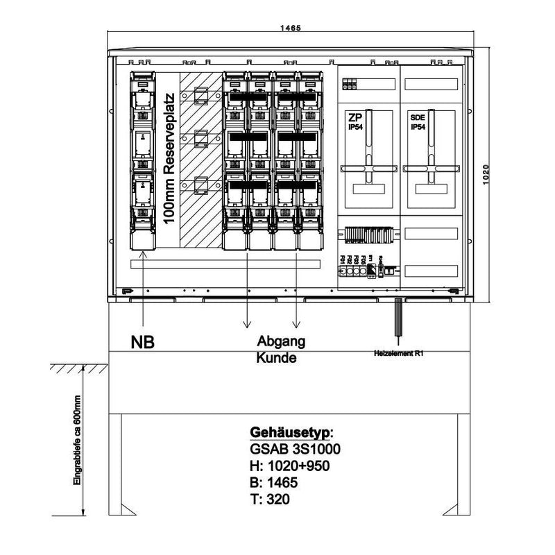 GSAB Elektrotechnik - Zähler-Komplettschrank Wandlermessung 03.W400.001E1A4 400A