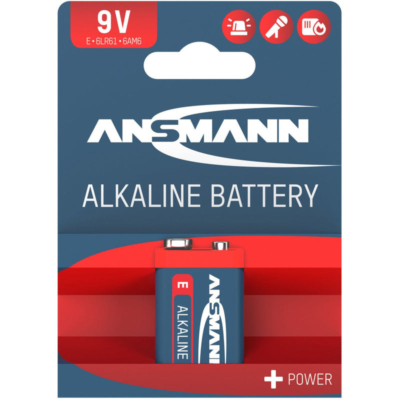 Hückmann - Batterie 9V Block ALKALINE-red-9V-E-BL Bli1 Ansmann