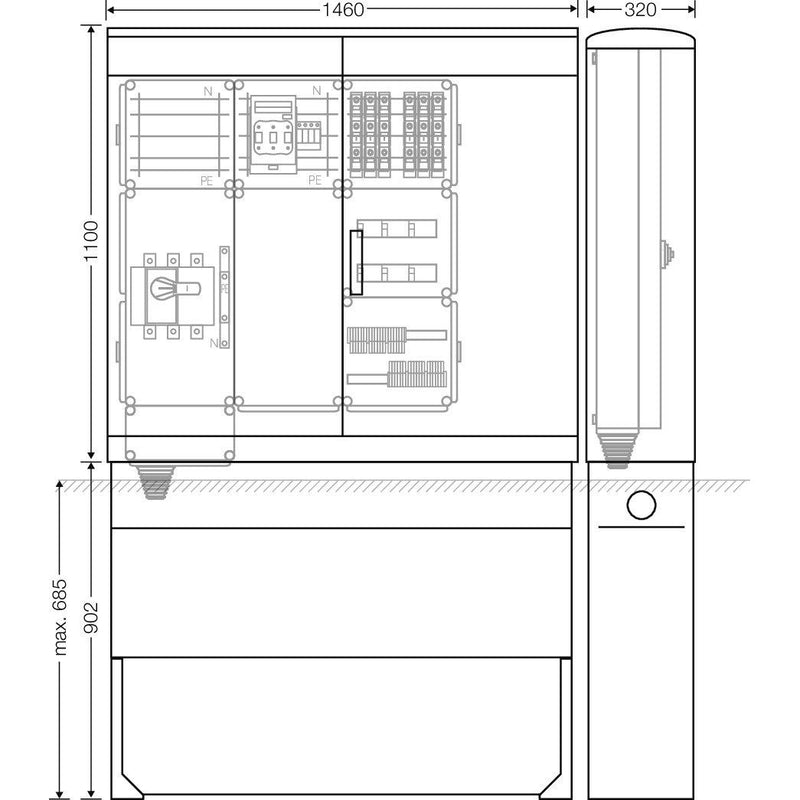 Hensel - Verteilerschrank für Energieversorgung Ladeverteiler Mi EV 11kW 6111 f.6 Ladep. a 11kW