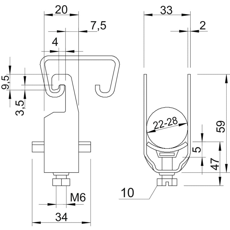 OBO Bettermann - Bügelschelle BBS-Bügelschelle 2056U 28 FT f.1 Kabel − 100 Stück