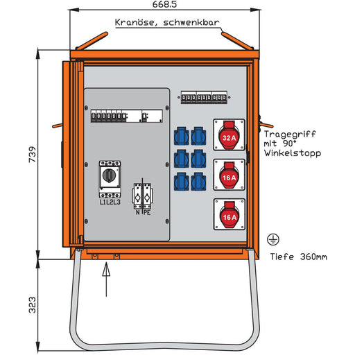 Walther Werke - Baustromverteiler Verteilerschrank WV0310R1 44kVA