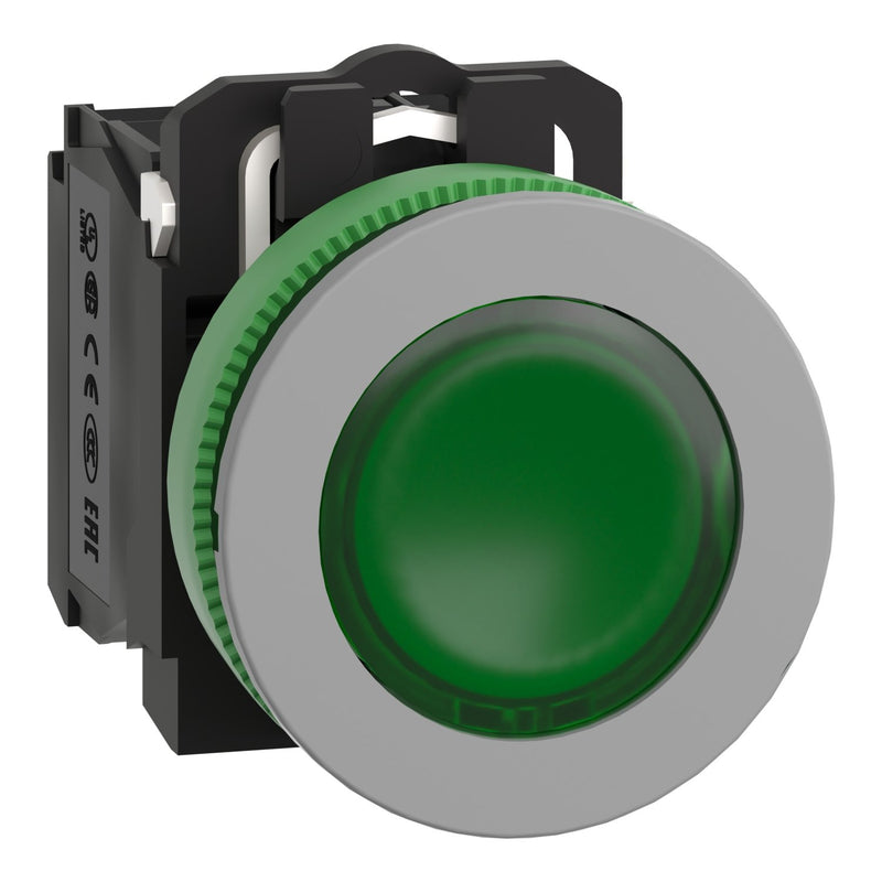 Schneider Electric - Drucktaster, Komplettgerät Leuchtdrucktaster XB5FW33G5C0 grün,30mm,120V,1S+1Ö