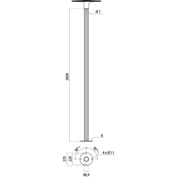 Performance in Light - Lichtmast Mast SPILLO FT 315024 2,8m m.Flanschplatte