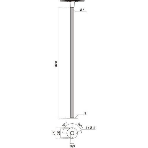 Performance in Light - Lichtmast Mast SPILLO FT 315024 2,8m m.Flanschplatte