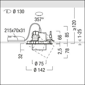 Zumtobel Group - Downlight/Strahler/Flutlicht LED-Einbaustrahler V2-R S1200 #60716720 927-65
