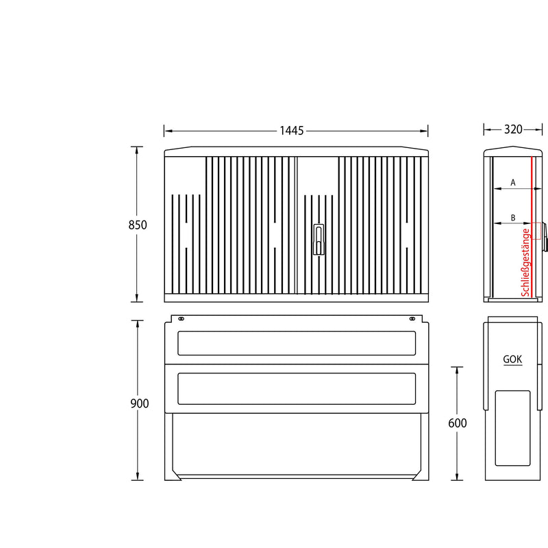 uesa - Gehäuse/Schaltschrank (leer) Normschrank IP44 A130-850 850x1445x320mm