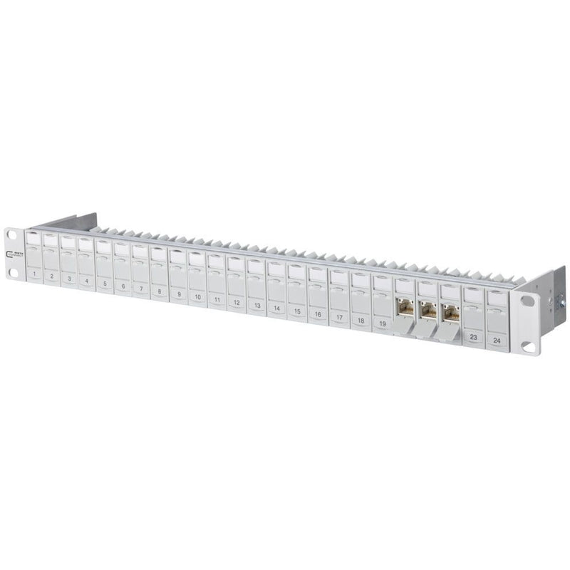 Metz Connect - Patchpanel Kupfer Patchfeld C6Amodul 24Port TN C6Amod-MP24-7035 1HE RAL7035 bestückt − 1 Stück