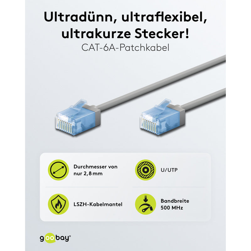 Goobay - Patchkabel Kupfer Patchkabel U/UTP Cat6 74227 Ultraflexibel,slim,g