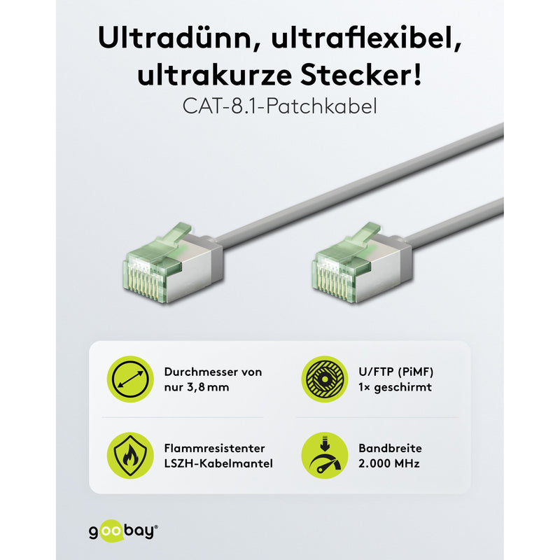 Goobay - Patchkabel Kupfer Patchkabel U/FTP Cat8.1 74349 Ultraflexibel,slim,g