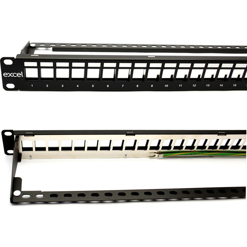 Excel Networking - Patchpanel LWL 19Z.-Modulträger 1HE sw 100-755 leer,f.24x Keystone