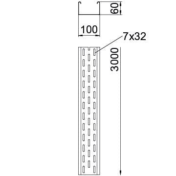 OBO Bettermann - Kabelrinne BKRS F 610 FS 60x100x3000 − 3 Meter