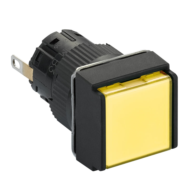 Schneider Electric - Leuchtmelder, Komplettgerät Leuchtmelder, quadratisch XB6ECV5BP IP 65, ge, LED, 24V − 5 Stück
