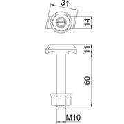 OBO Bettermann - Hammerkopfschraube Hakenkopfschraube MS40HB M10x60 ZL M10x60mm − 25 Stück