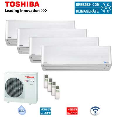Toshiba Haori – Multisplit-Klimaanlage (4 × Wandgerät + 1 × Außengerät) – 4 Innengeräte – 2.5 kW + 2.5 kW + 2.5 kW + 2.5 kW +

