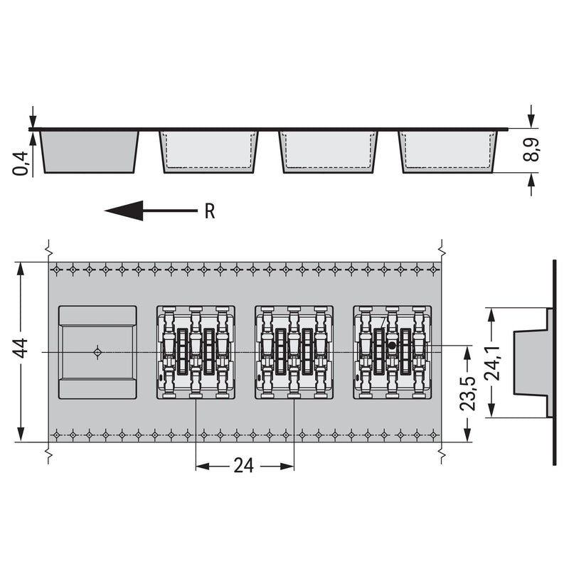 WAGO - Ein- und mehrpolige Klemmenleiste SMDThroughBoard-Leiterplk. 2070-453/998-406 0,75 mm² − 1590 Stück