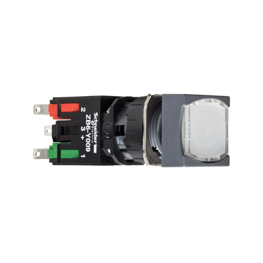 Schneider Electric - Drucktaster, Komplettgerät Leuchtdrucktaster, weiß XB6CW1B1B o. Rastung, 24V, 1S