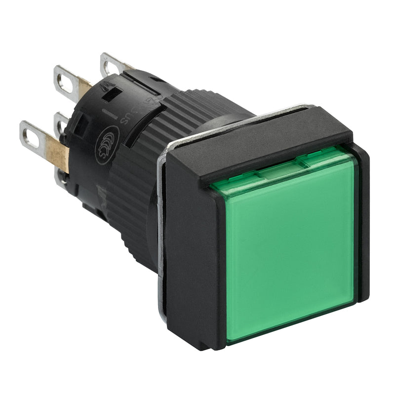 Schneider Electric - Drucktaster, Komplettgerät Leuchtdrucktaster, grün XB6ECF3B2P o. Rastung, 24V, 2W − 5 Stück