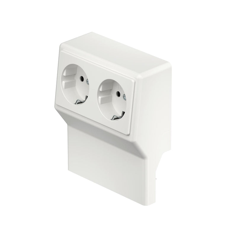 Rehau - Geräteträger für Sockelleistenkanal SL Gerätetank rws SL 2GT5070 rws m.Doppelsteckdose
