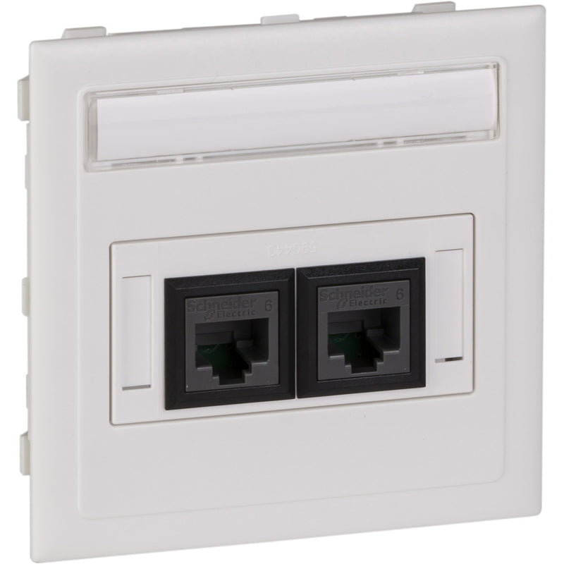 Schneider Electric - Modularer Steckverbinder Anschlusssatz flach weiß 5974206 2XActassi 250 cat6 − 10 Stück