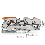 WAGO - Durchgangs-Reihenklemme 3-Leiter-Durchgangsklemme 2116-5301 16qmm, grau − 20 Stück