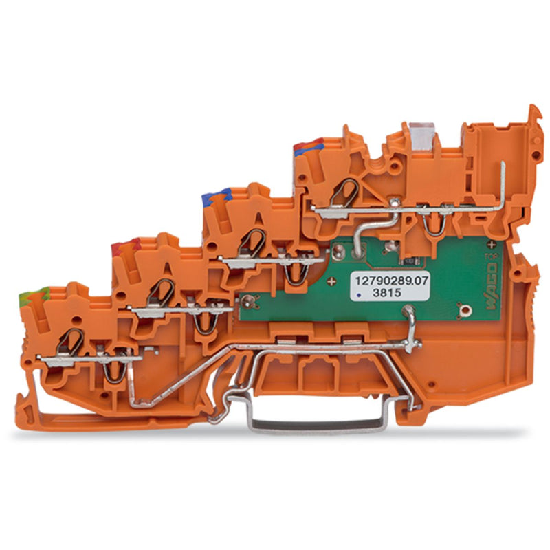 WAGO - Initiator/Aktor-Reihenklemme 4LeiterInitiatoreneinspek. 2020-5477/1102-953 PE-Anschluss,orange − 15 Stück