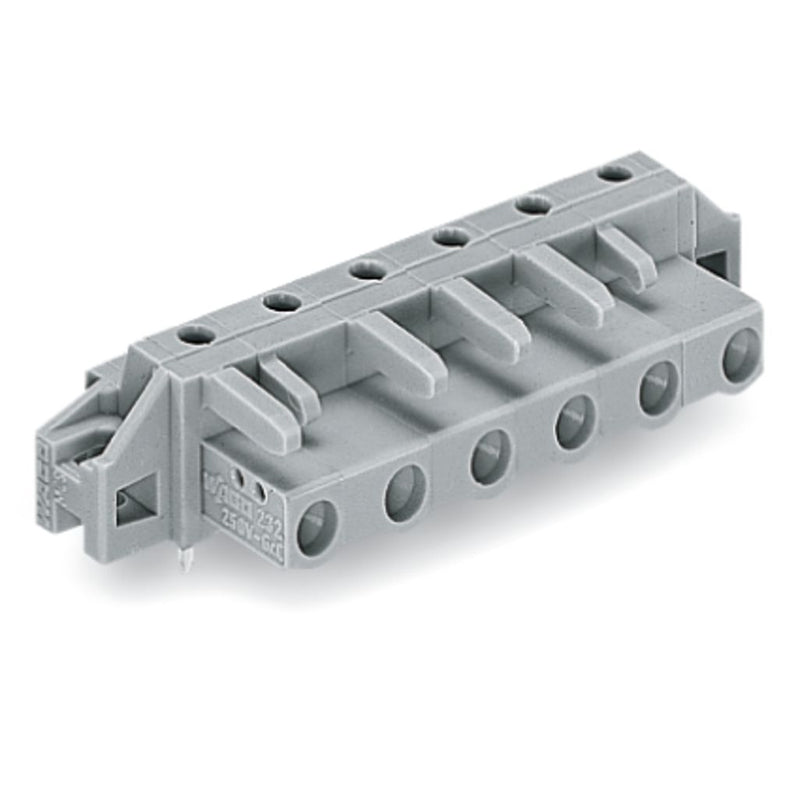 WAGO - Leiterplattensteckverbinder THT-Federleiste abgewink. 232-843/031-000 Maß 7,5mm,grau − 10 Stück