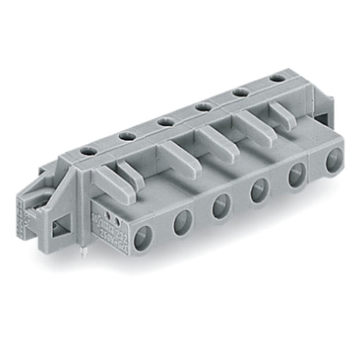 WAGO - Leiterplattensteckverbinder THT-Federleiste abgewink. 232-843/031-000 Maß 7,5mm,grau − 10 Stück