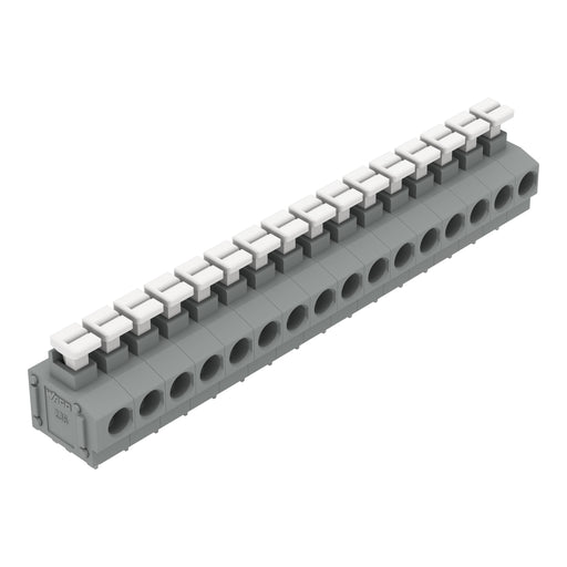 WAGO - Leiterplattenklemme 235-416/331-000 Drücker,1,5mm²,grau − 15 Stück