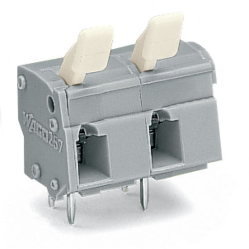 WAGO - Leiterplattenklemme 257-608/333-000 Drücker,2,5 mm²,grau − 15 Stück
