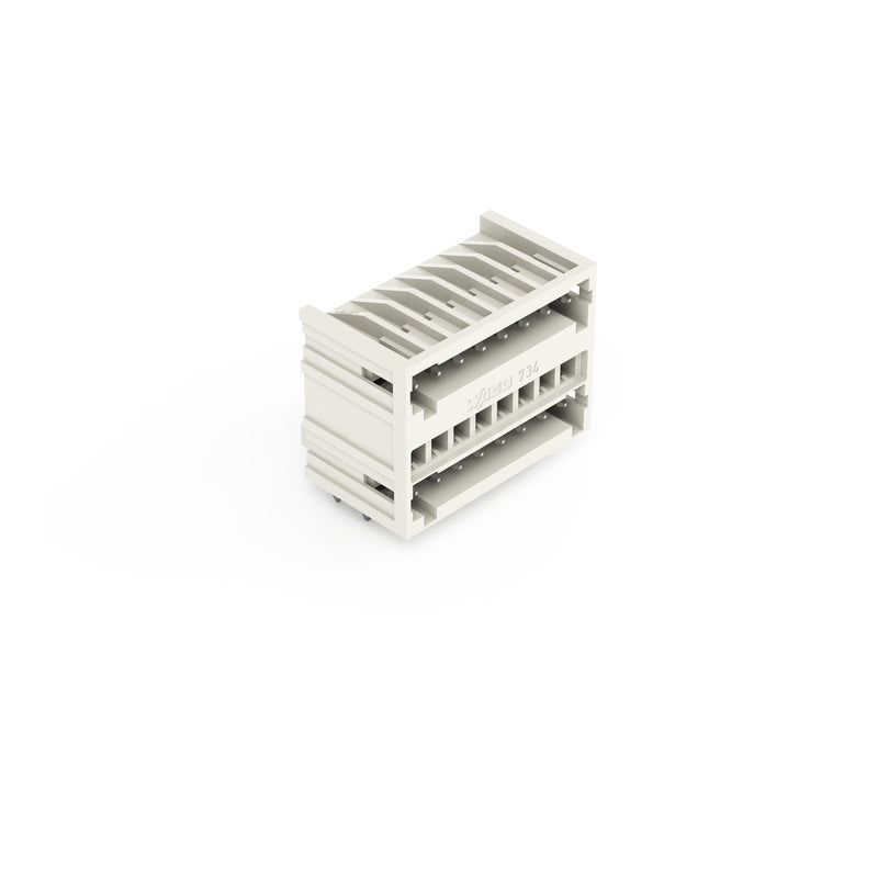 WAGO - Leiterplattensteckverbinder THT-DoppelstockStiftleiste 734-408/001-000 1,0x1,0,abgew.,lgr − 50 Stück