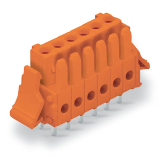WAGO - Leiterplattensteckverbinder THT-Federleiste gerade 734-520/037-000 Maß 3,81mm,orange − 25 Stück