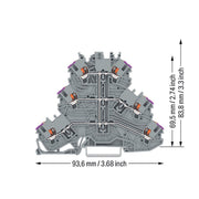 WAGO - Durchgangs-Reihenklemme Dreistockklemme 2200-3208 gr − 40 Stück