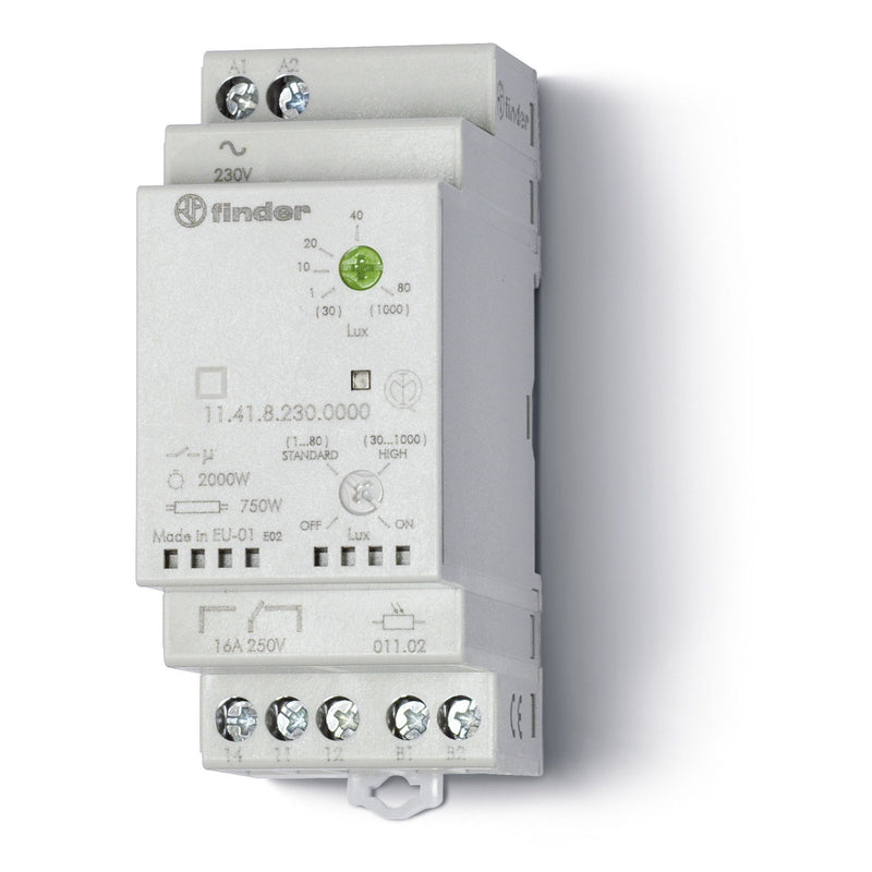 Finder - Dämmerungsschalter Reiheneinbau Dämmerungsschalter 11.41.8.230.0000 1000Lux 16A 230VAC
