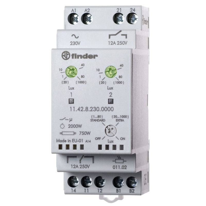 Finder - Dämmerungsschalter Reiheneinbau Dämmerungsschalter 11.42.8.230.0000 1000Lux 12A 230VAC