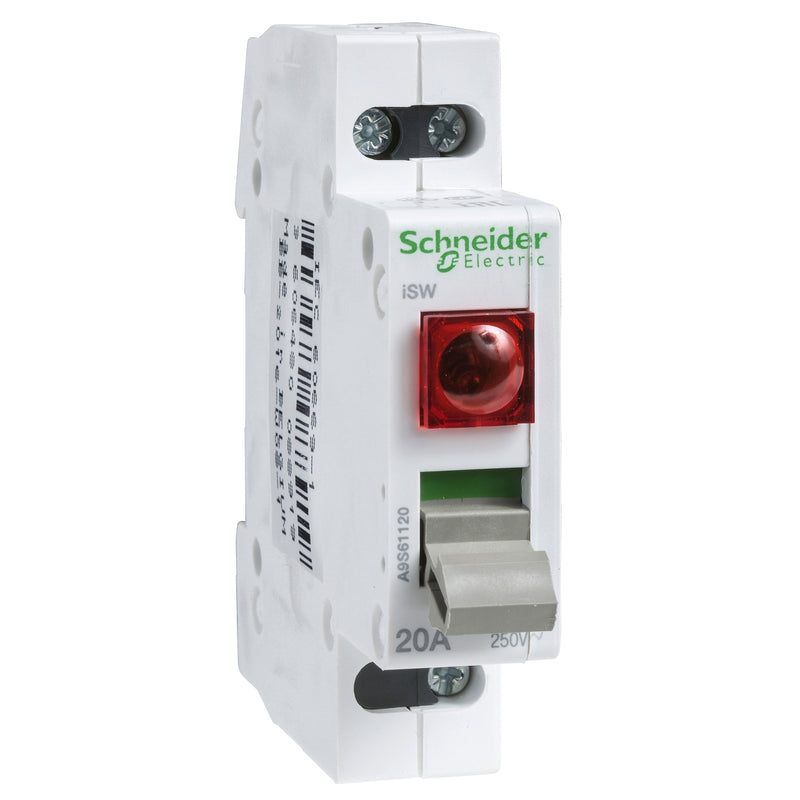 Schneider Electric - Schalter für Reiheneinbau Lasttrennschalter A9S61120 1P 20A m.Leuchte