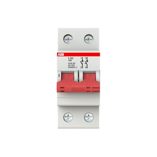 ABB Stotz S&J - Schalter für Reiheneinbau Trennschalter E202/16R 2P,16A,Griff rot