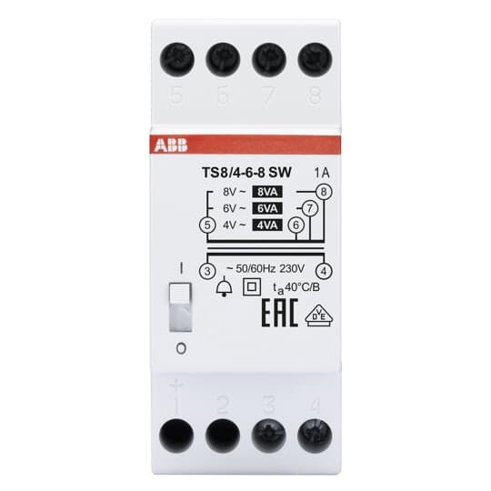 ABB Stotz S&J - Klingeltransformator TS 8/4-6-8SW 230V,8VA,4-6-8V