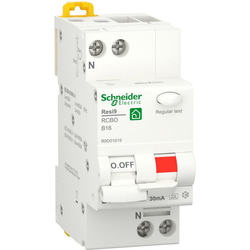 Schneider Electric - Kombination FI-Schalter/Leitungsschutzschalter FI/LS R9D01616 1P+N, 16A, B-Char. − 1 Stück