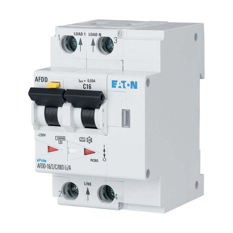 Eaton - Kombination FI-Schalter/Leitungsschutzschalter mit Zusatzeinrichtung Brandschutzschalter AFDD-25/2/B/003-F 2p, B25A, 30mA, TypF